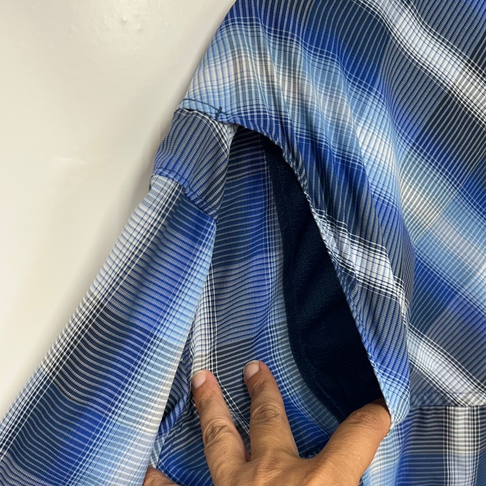 Columbia Mens Omni-Shade Blue Plaid Short Sleeve Button Down Shirt XXL vented - Picture 4 of 9